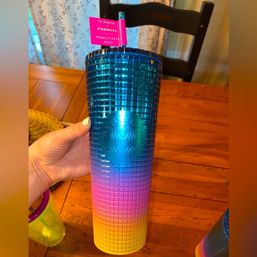 Starbucks rainbow pride grid tumbler NWT